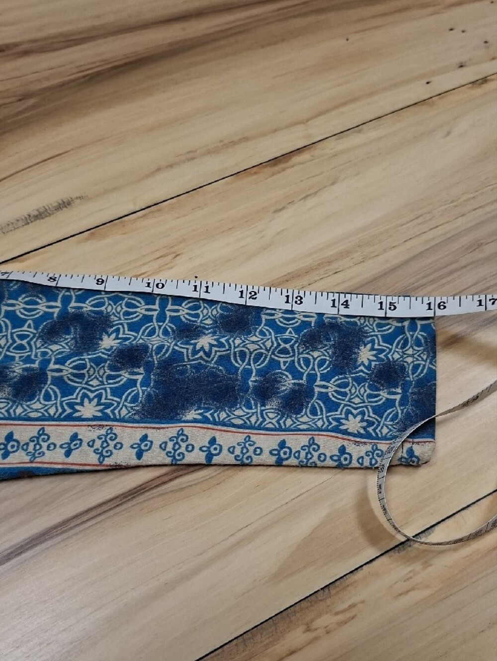 Blue & Rust Print Faux-Wrap Midi Dress with Tie Waist - Picture 6 of 8